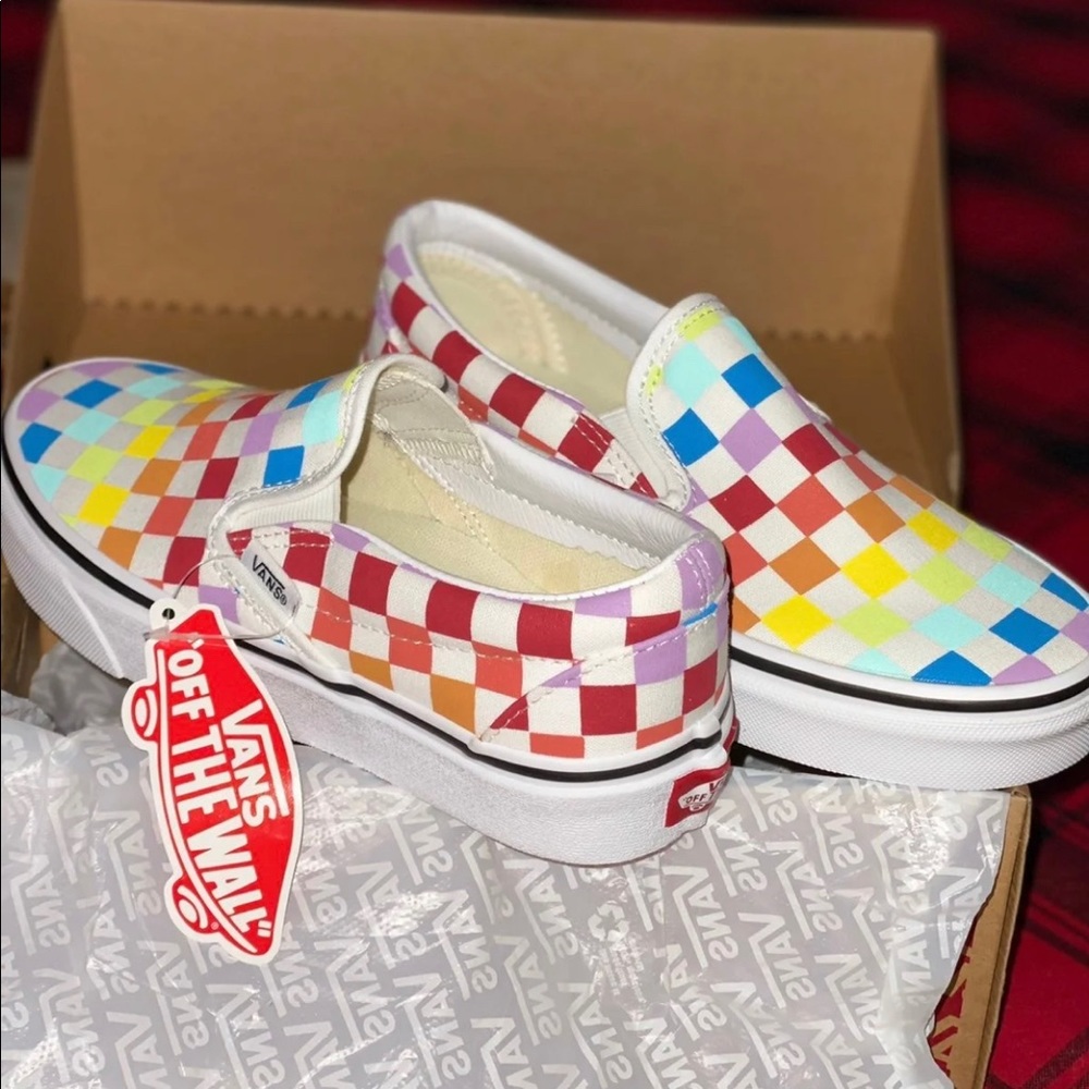 ❌SOLD❌ Vans checkerboard shoes rainbow women 5.5